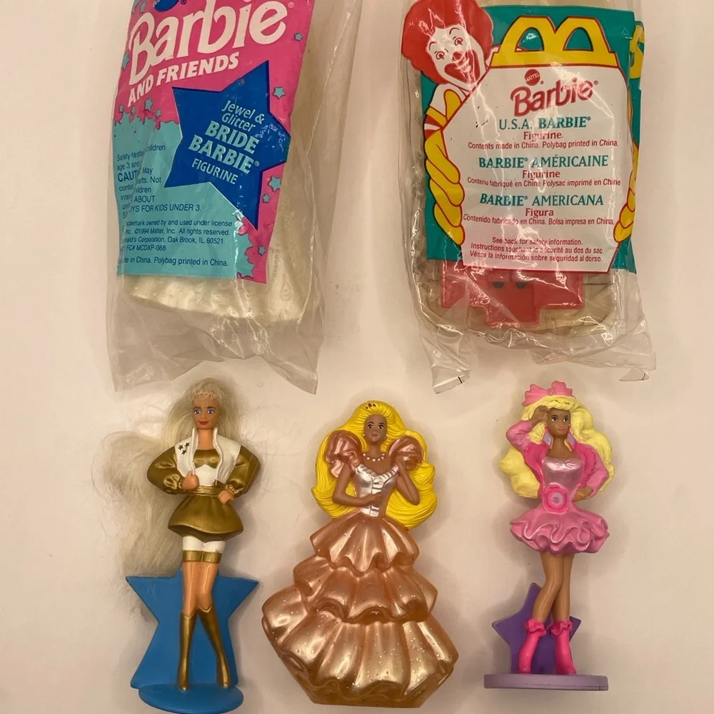 Set of 5 - McDonalds Happy Meal Toys-Mattel Barbies- 1990s -2 sealed
